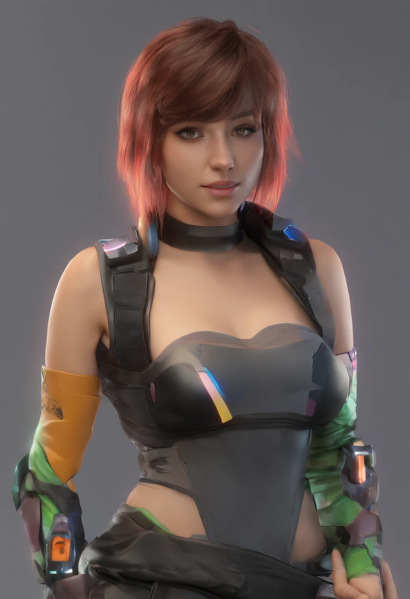 Cyberpunk Edgerunners, 1girl, Lucy (Cyberpunk), bareshoulders, olhos azuis, seios, collant, Olhando para o Viewer, medium breasts, jaqueta fora do ombro, fora do ombro, delineador vermelho, short hair, sleeveless turtleneck, sozinho, gola alta, cabelos brancos, ((master part)) (best quality, master part)