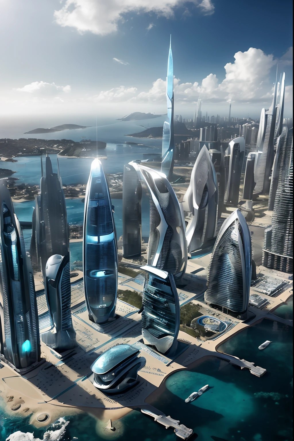 ((obra-prima, melhor qualidade)),  a futuristic 8k underwater city, estilo de arquitetura moderna, foto realista, foto hiper detalhada, sky clear, cidade arruinada, cyberpunk, chuva