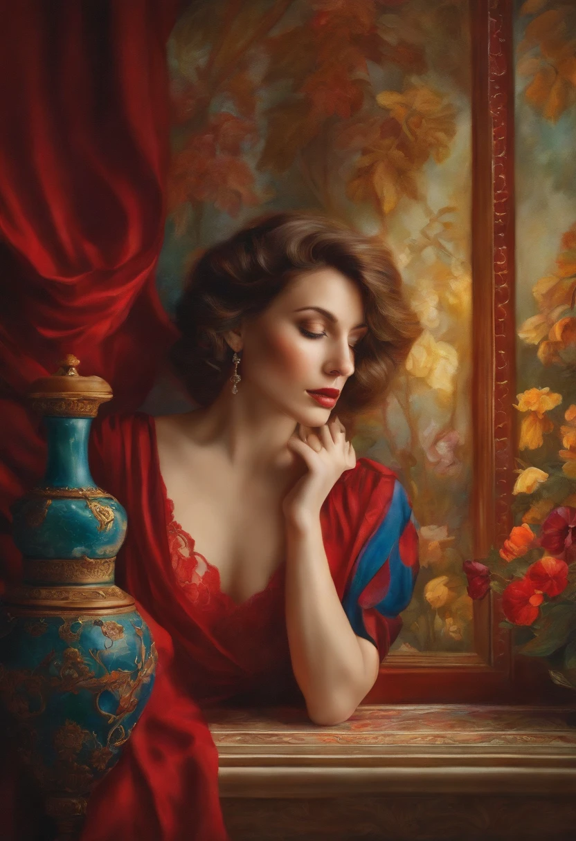 painting,roses,beautiful detailed body,delicate skin tones,soft lighting,romantic atmosphere,evocative,passion,realistic,subtle brushstrokes,impressionistic background,implied sensuality,classic art style,vibrant colors,graceful poses,elegance,long stem roses,painting on canvas,studio lighting,intimate setting,artistic composition,implied story,professional artwork,natural beauty,feminine allure,subdued color palette,seductive,artistic expression,harmonious,sublime,artistic masterpiece,dazzling,painterly,exquisite details,figurative,visual poetry,ethereal