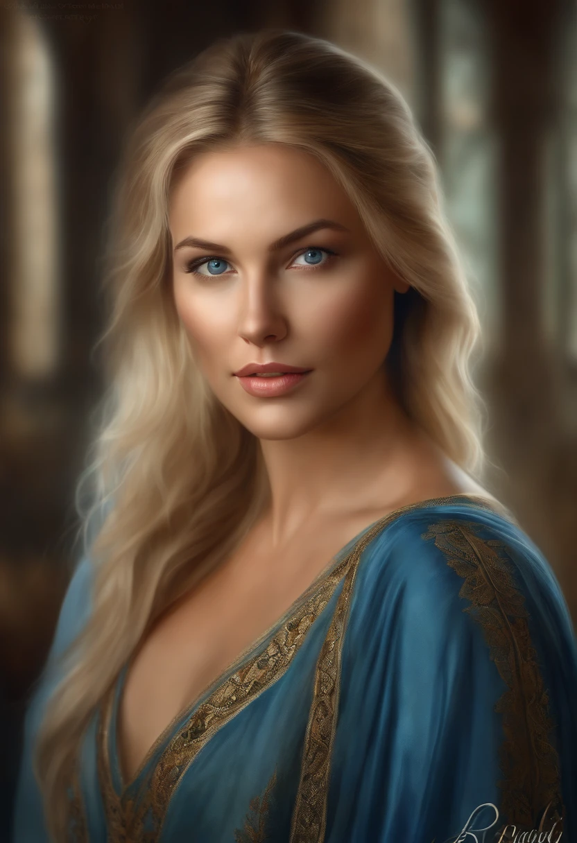 blonde frau mit blauen augen und einem berg im hintergrund, lindo pintura digital, Realistische 64-Bit-Malerei, airbrush digital oil painting, Atemberaubende digitale Malerei, Realistische digitale Malerei, Fotorealistische digitale Malerei, glatt. Digitale Malerei, Digital Oil Painting, Hochwertige digitale Malerei, lindo pintura digital, Ultrarealistische digitale Malerei, Digital Art Oil Painting, realistic female portrait