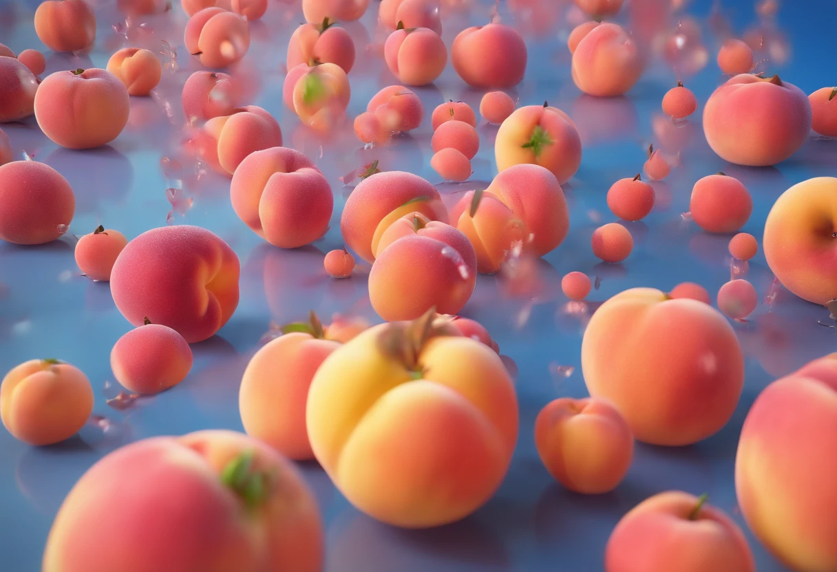 peach rain in the blue sky and colorful