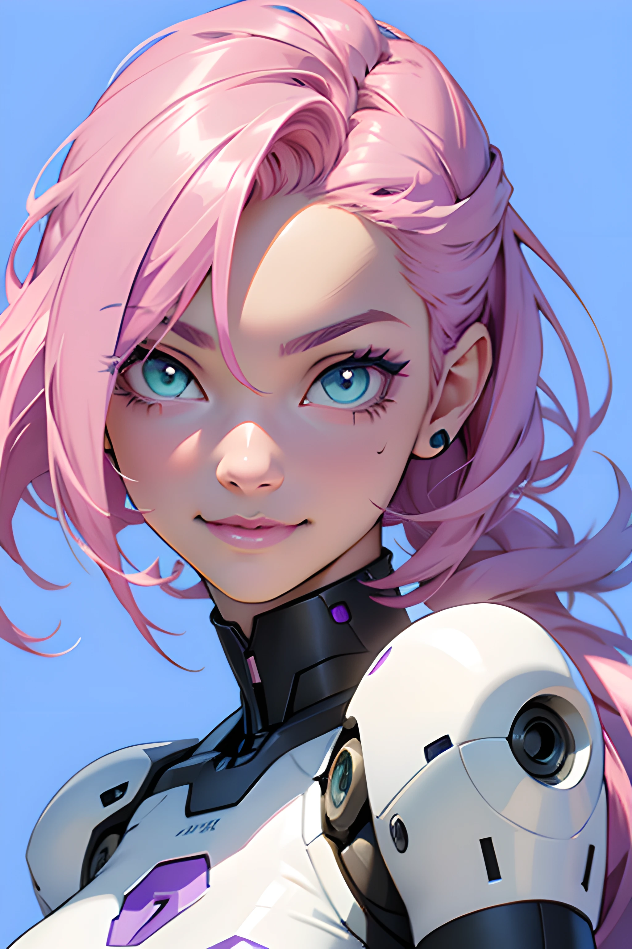 score_6_up, 8k, ultra-detailed, realistic, 3d, cyperpunk, 1girl, looking at viewer, serious, cybernetics, mechanical eye, <lora:felicia-fe-richy-v1_xl:1>, feliciarnd, pink hair, ponytail, blue eyes, sunlight, window