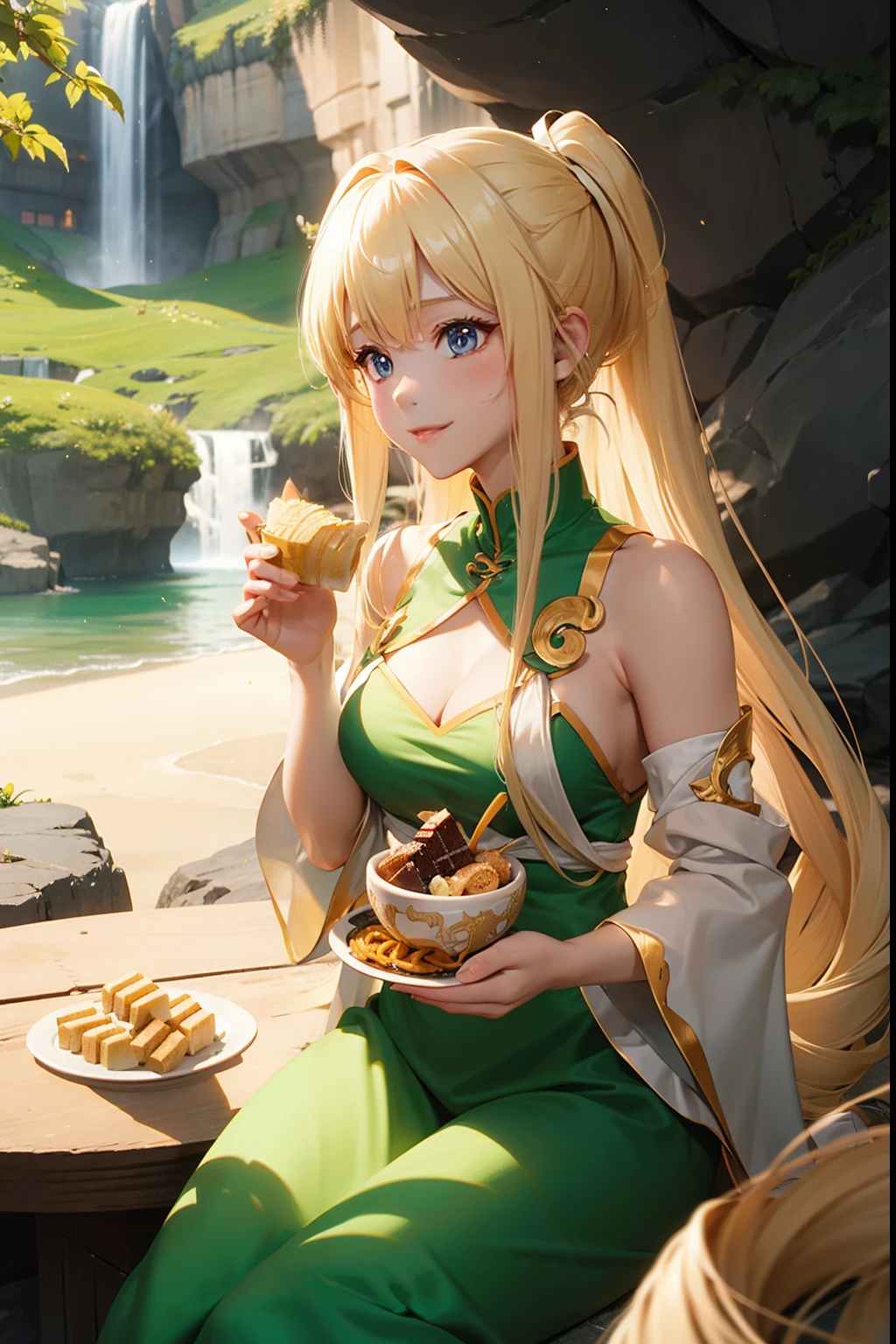 shenron,Feeding girl,a blond,caves