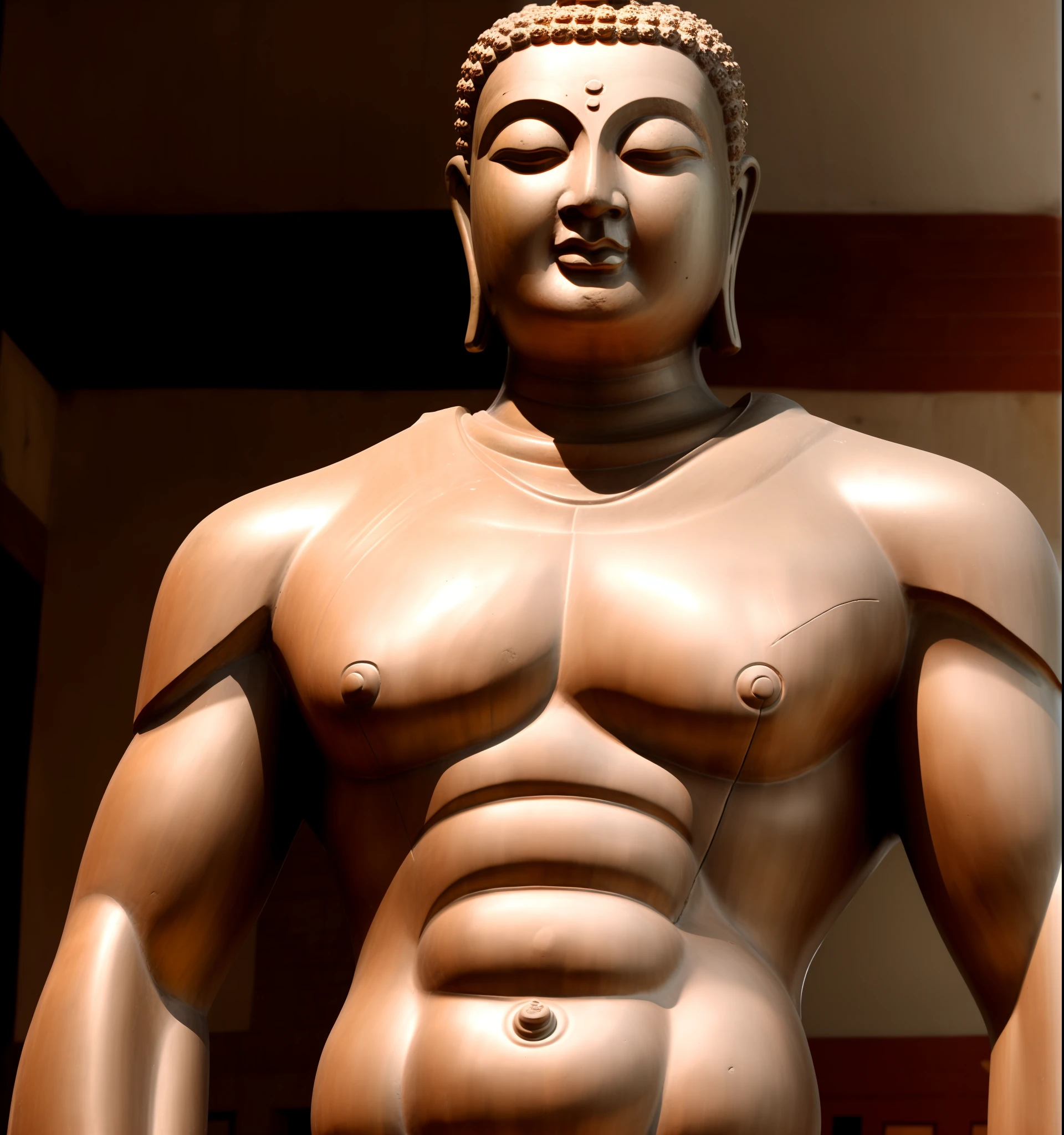 statue of Buddha, change the material of the statue, make statue of old stone with traces of time