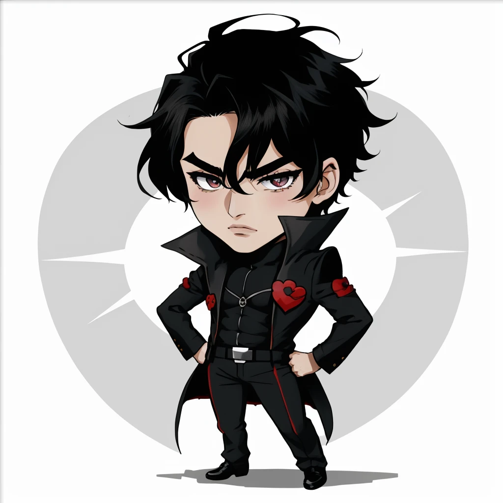 Chibi Emote, hombre, masculino, cabello negro, cabello corto, ojos en forma de corazon