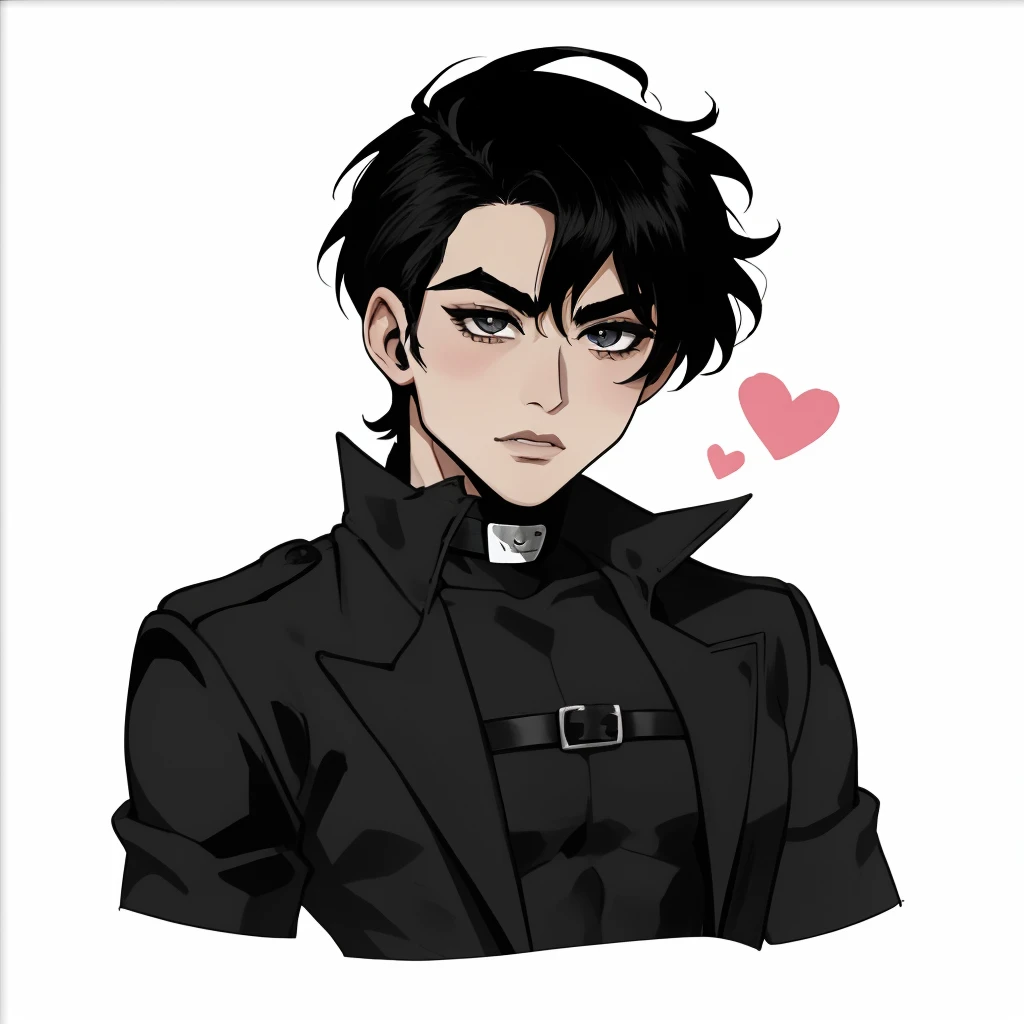 Chibi Emote, hombre, masculino, cabello negro, cabello corto, ojos en forma de corazon
