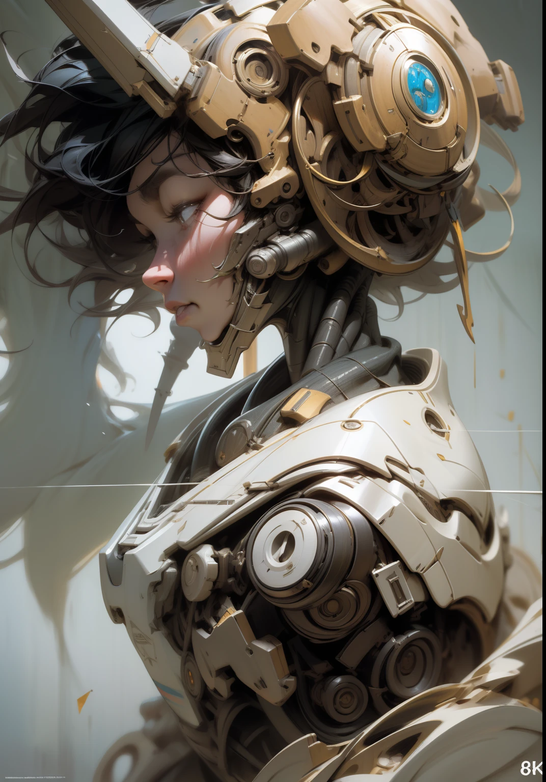 Intricate, elegant, Highly detailed, Digital Painting, Artstation, Concept art, Smooth, sharp-focus, illustartion, Masterpiece, Best Quality, ultra quality, absurd details, best light, better shadow, Sharp, clear image, Detailed, Extremely detailed, High Resolution, 8K, 4k, UHD, detailed robot