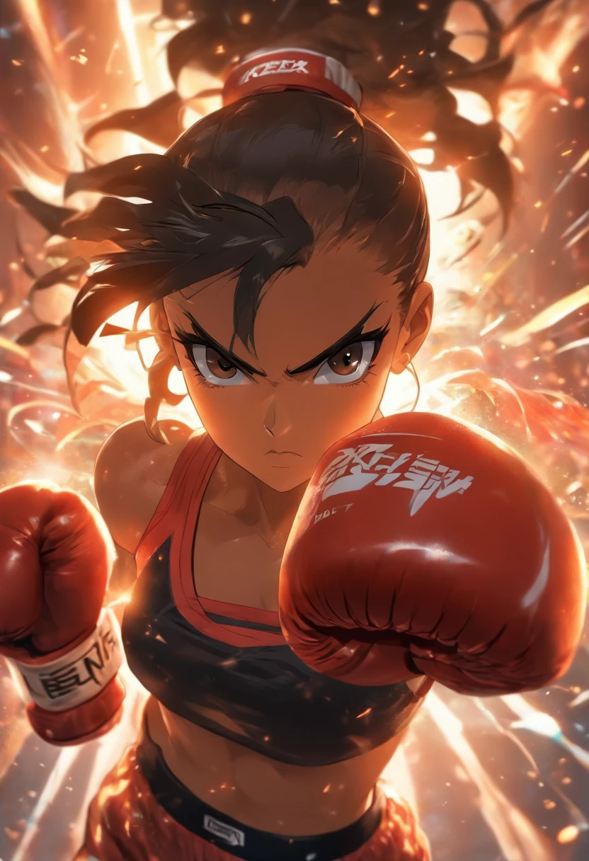 (original) , (very detailed wallpaper) , (best quality) , (masterpiece) , photographic reality, realistic, very detailed illustrations, (1 girl) , beautiful eyes, yellow eyes, (delicate face) , perfect detail, (best lighting) , (super complex details) , 
 (boxing girl) , (aggressive punching) , sweat, heavy breathing, (oppressive attack) , (boxing ring) , athletic shorts, perfect detail, perfect fingers, perfect limbs, impact, (shiny skin) , abs, muscles, muscular waistline,boxing shorts, fist fight, black hair, high ponytail, very long hair, 
4K unified, (super detailed CG: 1.2) , (8K: 1.2) , realistic, octane rendering
