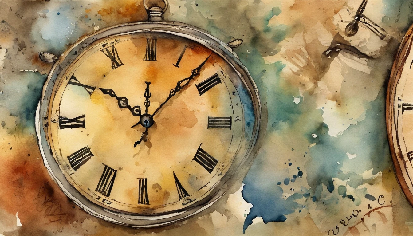 Close-up of the wall of a clock with different designs, Watches, Watercolor Touch, Turner