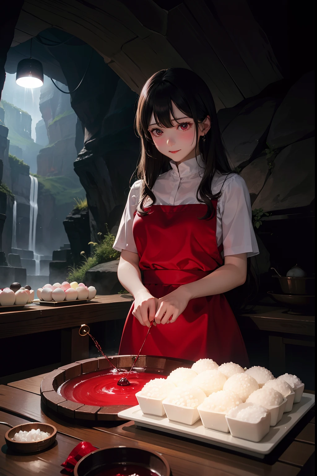 ,Sateen,soaked,caves,Dark,Red Under-Rim Glass,Mochi making,the witch,magic circles