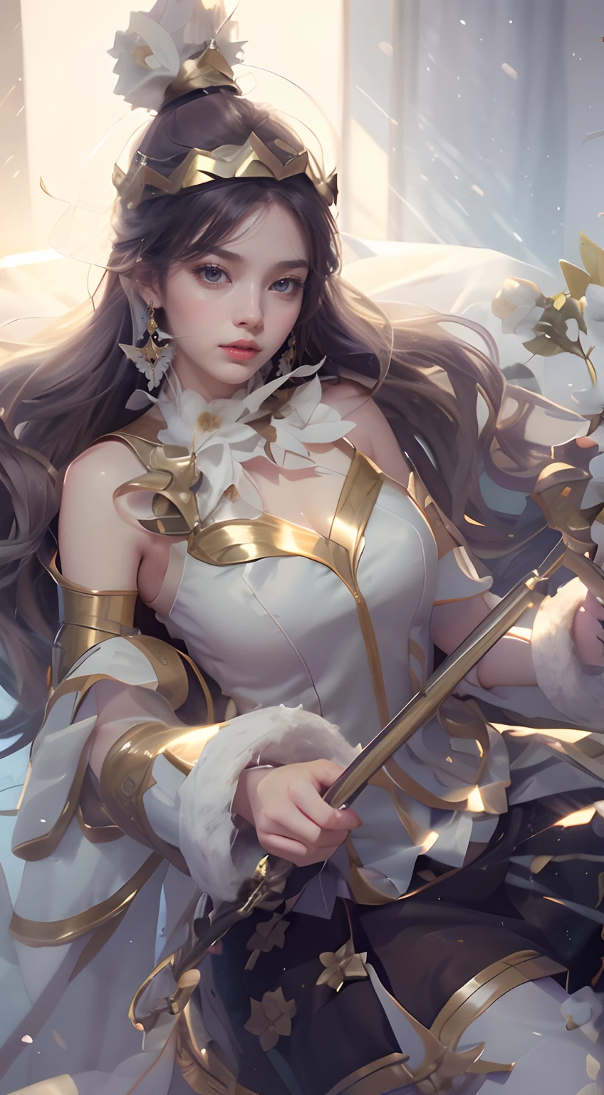 odette, mobile legend, odette christmas skin mobile legend (pinterest) minimalism, high-quality, masterpiece, elegant, simplified, fluid movement, graceful, soft colors, delicate, clean lines, ethereal beauty, enchanting, tranquil atmosphere, dream-like, surreal, minimalist style, attention to detail, minimalist composition, balanced, sophisticated, refined, abstracted form, poetic, serene, captivating, atmospheric lighting, luminous, subdued hues, subtle gradients, divine presence, enchanting pose, flowing gown, graceful gestures, otherworldly charm, mythical, magical ambiance, evocative, ethereal soundtrack, harmonious, symmetrical, hypnotic, mesmerizing, timeless, immersive.