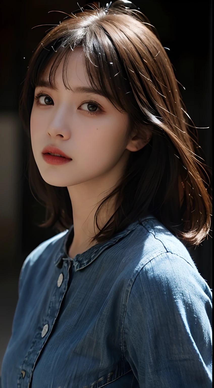 Masterpiece, Best quality, illustration, Ultra-detailed, finedetail, A high resolution, 8K wallpaper, Perfect dynamic composition, Beautiful detailed eyes,  Natural lips, Knitted dress , denim short