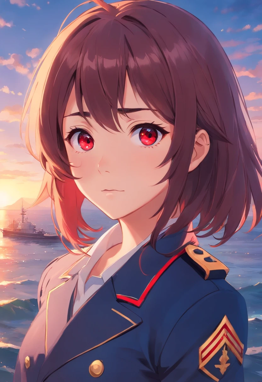 (masterpiece), best quality, expressive eyes, perfect face, red eyes, wearing admiral uniform, 8k, ultra sharp, absurdres, high res,