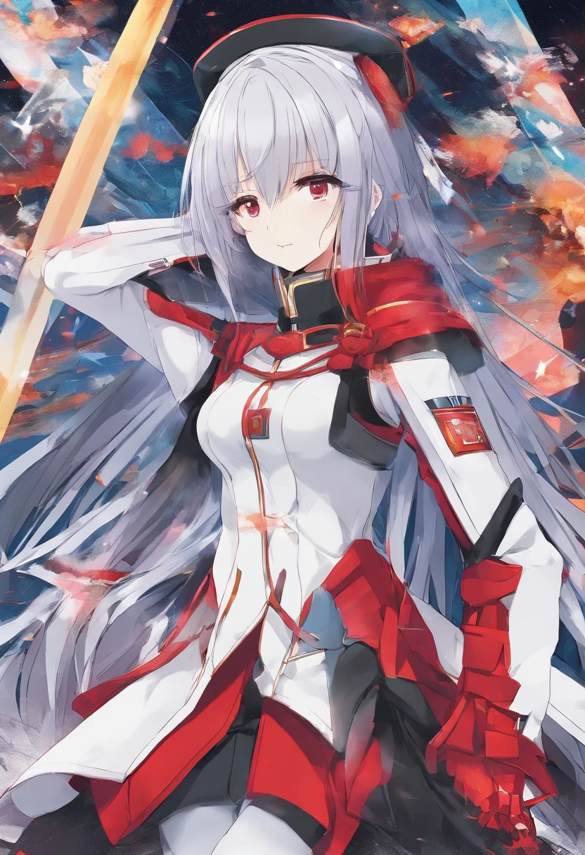 (masterpiece), best quality, expressive eyes, perfect face, red eyes, wearing admiral uniform, 8k, ultra sharp, absurdres, high res,