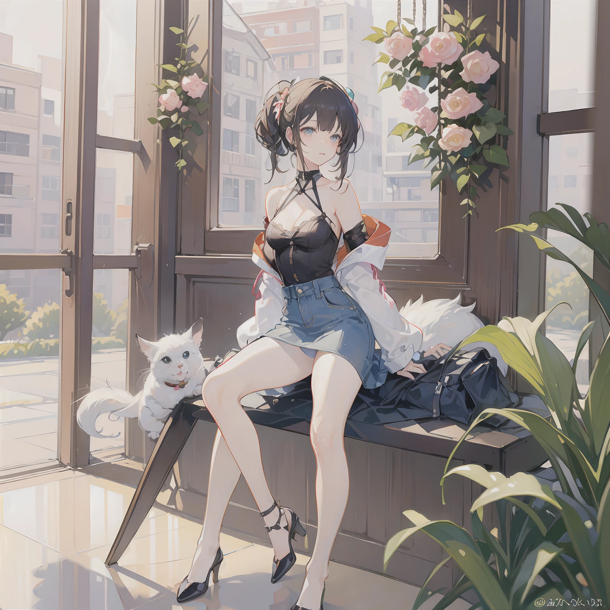 turn ass、Denim skirt、A sexy、Cute