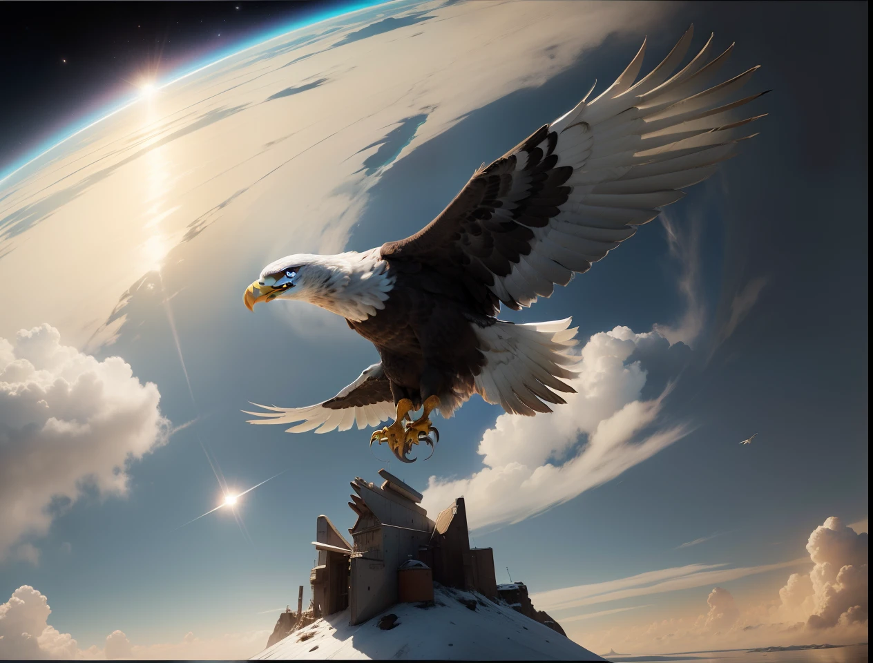 Change the background and eagle in space