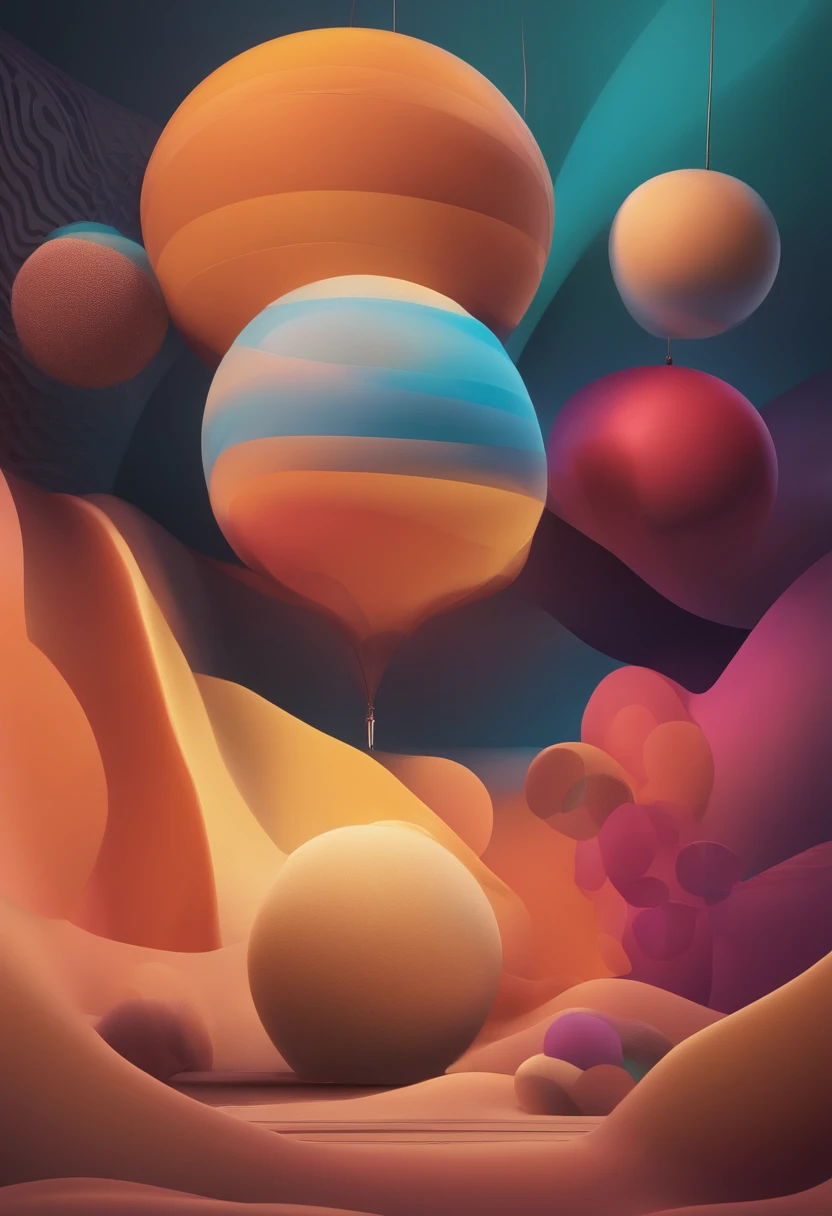 estilo publicitario 3d computer rendered image, I need you to create an image where the background has the following color codes: codigo de cores hex #002F87, #00528A, #5FD0DF, #FF8300 to form a circular gradient. These colors should be visible and not mixed to form another color. I don't want other color codes in the background.
The center point of the image There will be a surprise box, da onde sai dois objetos.
These two objects are in the air and separated by a space. Do lado direito, um estopim de carnaval, com um ar mais colorido e divertido. Do lado esquerdo uma granada realista e explosiva. A top-down light can give you a sense of depth. Objects must contain a few of the hex color codes #002F87, #00528A, #5FD0DF, #FF8300 also.