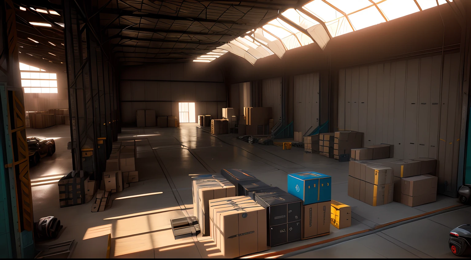 There is a big warehouse with a lot of boxes and boxes, motor empoeirado unreal, ( ( Motor irreal ) ), feito em motor unreal, octanagem irreal do motor, Paisagem da Arena Softair, em Unreal Engine, motor unreal muito detalhado, (Motor irreal), motor irreal detalhado, Unreal motor captura de tela, UnrealEngine 5, Unrealengine5, Motor Unreal hiperdetalhado, Motor irreal ;