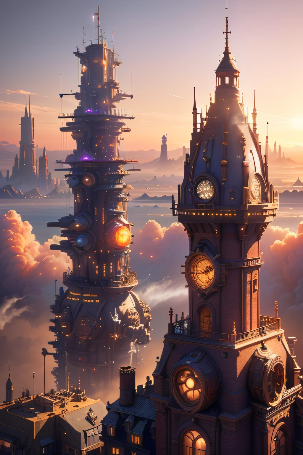 /imagine prompt: illustration of Steampunk city, with spaceships, with steam ,Steampunk::10, ship::12, steam::13, rule of thirds composition::8, A bird's-eye view::12, Unreal Engine::15, Golden hour light::5, beautiful lighting::13, Cinematic light::12, Bold and bright::10, Dramatic::13, hyper quality::12, Steampunk cityscape::14, photoreal::12 --seed 3245345455 --s 400 --q 2 --c 40