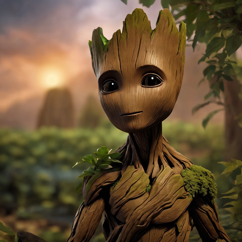 groot,groot tree,unique appearance,muscular build,strong and solid appearance,bark-like skin,woody texture,detailed branches and leaves,green color,brown color,large eyes,expressive eyes,wisdom in eyes,
(best quality,4k,8k,highres,masterpiece:1.2),ultra-detailed,(realistic,photorealistic,photo-realistic:1.37),high-definition,
HDR,UHD,studio lighting,ultra-fine painting,sharp focus,physically-based rendering,extreme detail description,professional,vivid colors,bokeh,
character,marvel comics,superhero,guardians of the galaxy,team member,seedling,powerful,
casting roots,standing tall,nature-inspired,peaceful environment,magic in nature,
background,cosmic space,stars,galaxies,nebulae,interstellar,
surroundings,flora and fauna,flowers,plants,animals,butterflies,birds,insects,
textures,captivating,grainy,rough,earthly,
atmosphere,breathtaking,awe-inspiring,majestic,humble,divine,
artistic style,pop art,comic book style,illustration,graphical,contrast,
lighting,dramatic lighting,soft lighting,backlighting,shadows,highlights,
emotions,serene,calm,peaceful,wise,kind,
perspective,dynamic perspective,closeup,wide-angle,full-body,
pose,proud pose,heroic pose,
actions,reaching out,protecting,powering up,
interaction,communicating with nature,connecting with other characters,teamwork,
costume,unique outfit,guardians of the galaxy uniform,detailed accessories,
props,tiny version of groot,sapling,
concept,creation,plant-inspired-being