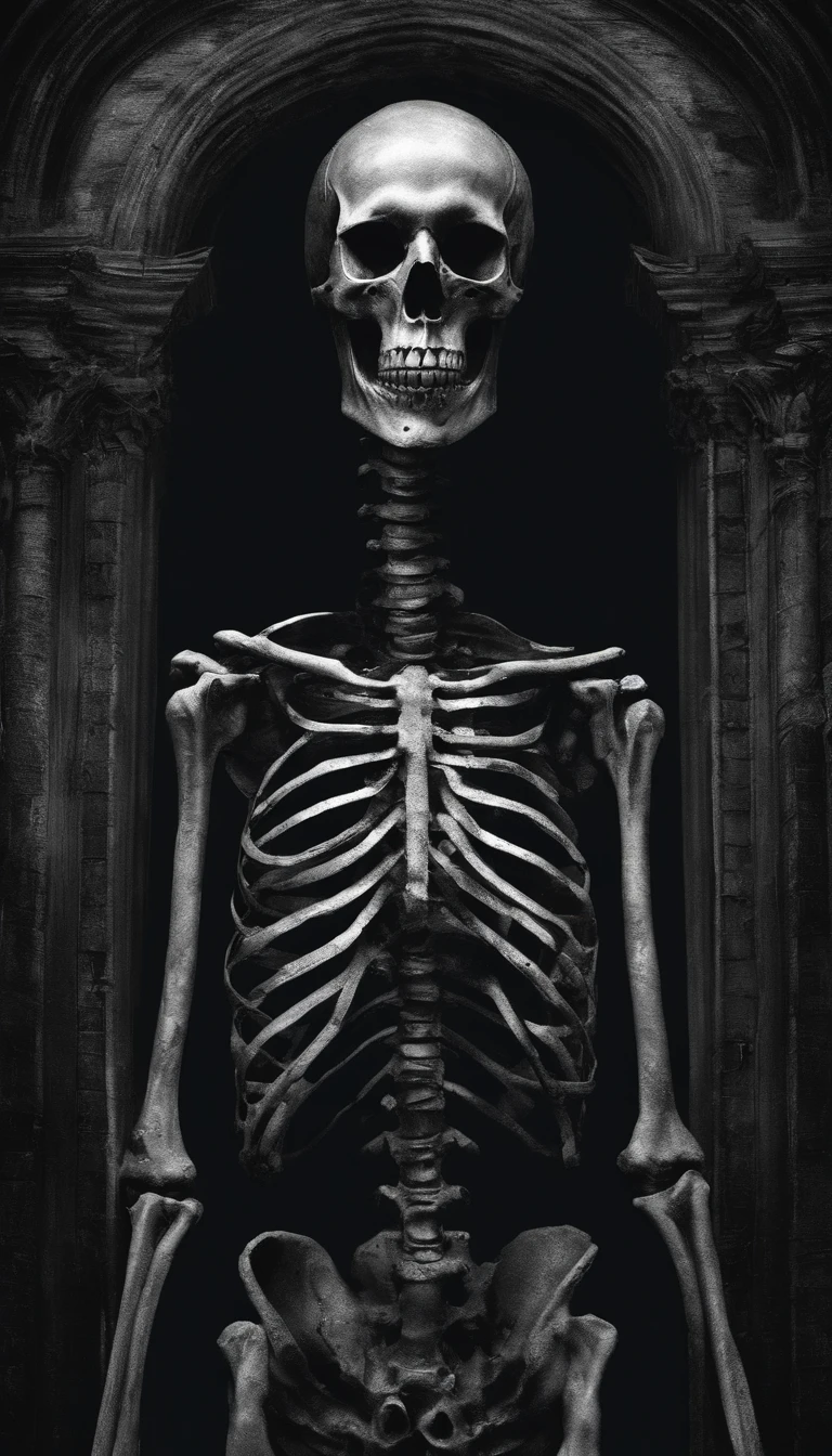 Rundown hamlet，shadowy，Skeleton on the ground，darkly，An atmosphere of terror，super detailing，Masterpiece, Best quality，Superb quality,, high resolution