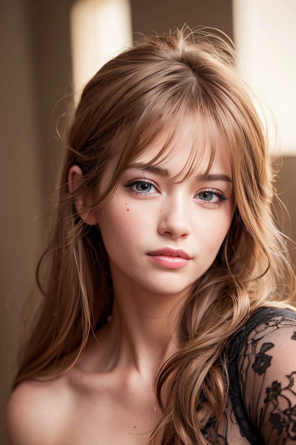 (realistic, photo-realistic:1.37),(8k, RAW photo, best quality, masterpiece:1.2), cute, ultra-detailed,heart-shaped pupils,physically-based rendering, ultra high res, kodakvision color, shot on Arricam LT Camera, bokeh, sharp focus,
looking at viewer,photorealistic,realistic, solo, photorealistic, best quality,extremely detailed face,extremely detailed eyes and face, beautiful detailed eyes,absurdres, incredibly absurdres,haunting smile,Messy hair, floating hair, ,