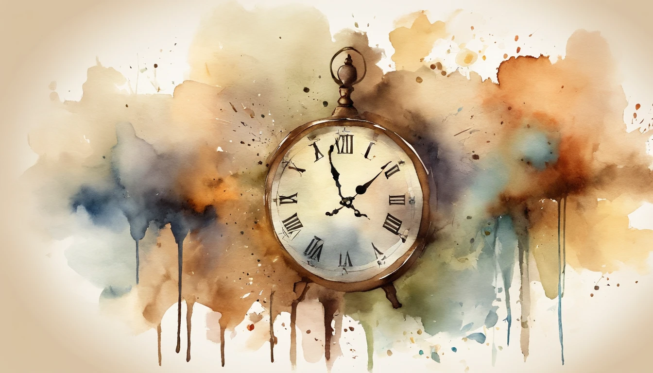 There are 10 clocks hanging on the wall, Round clock、Triangular clock、Vertically long clock、Watercolor touch,