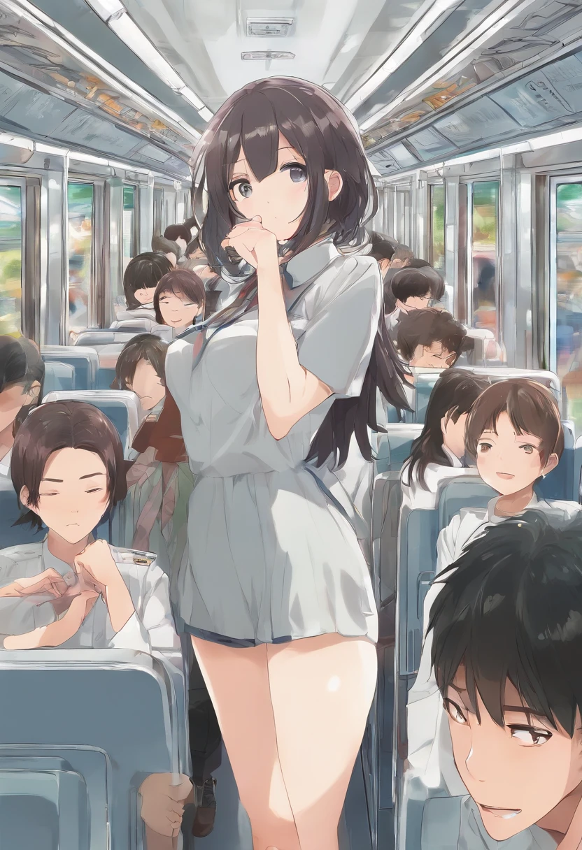 Are thin,small breasts,Naked crying female student,crowded train