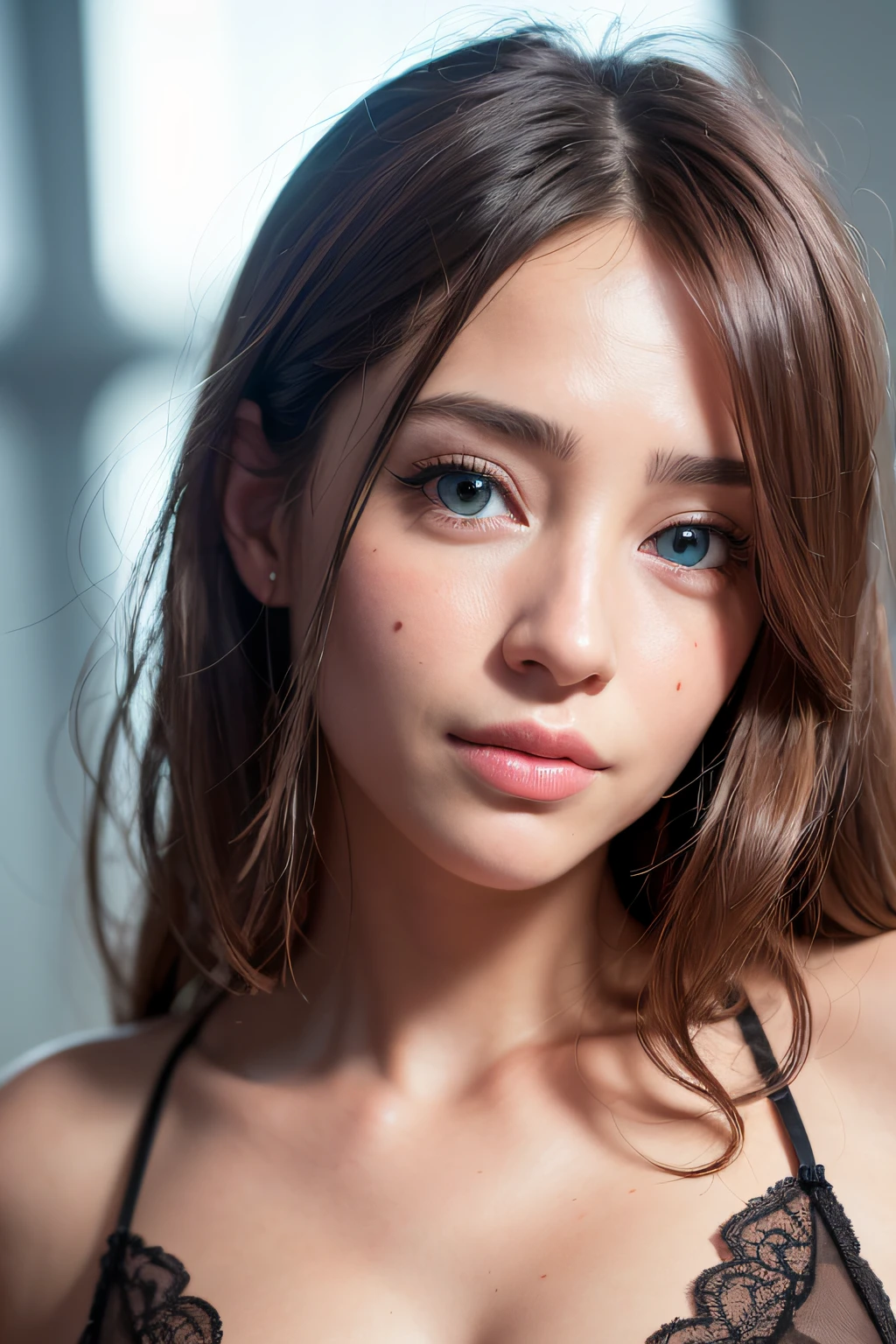 (realistic, photo-realistic:1.37),(8k, RAW photo, best quality, masterpiece:1.2), cute, ultra-detailed,heart-shaped pupils,physically-based rendering, ultra high res, kodakvision color, shot on Arricam LT Camera, bokeh, sharp focus,
looking at viewer,photorealistic,realistic, solo, photorealistic, best quality,extremely detailed face,extremely detailed eyes and face, beautiful detailed eyes,absurdres, incredibly absurdres,haunting smile,Messy hair, floating hair, ,