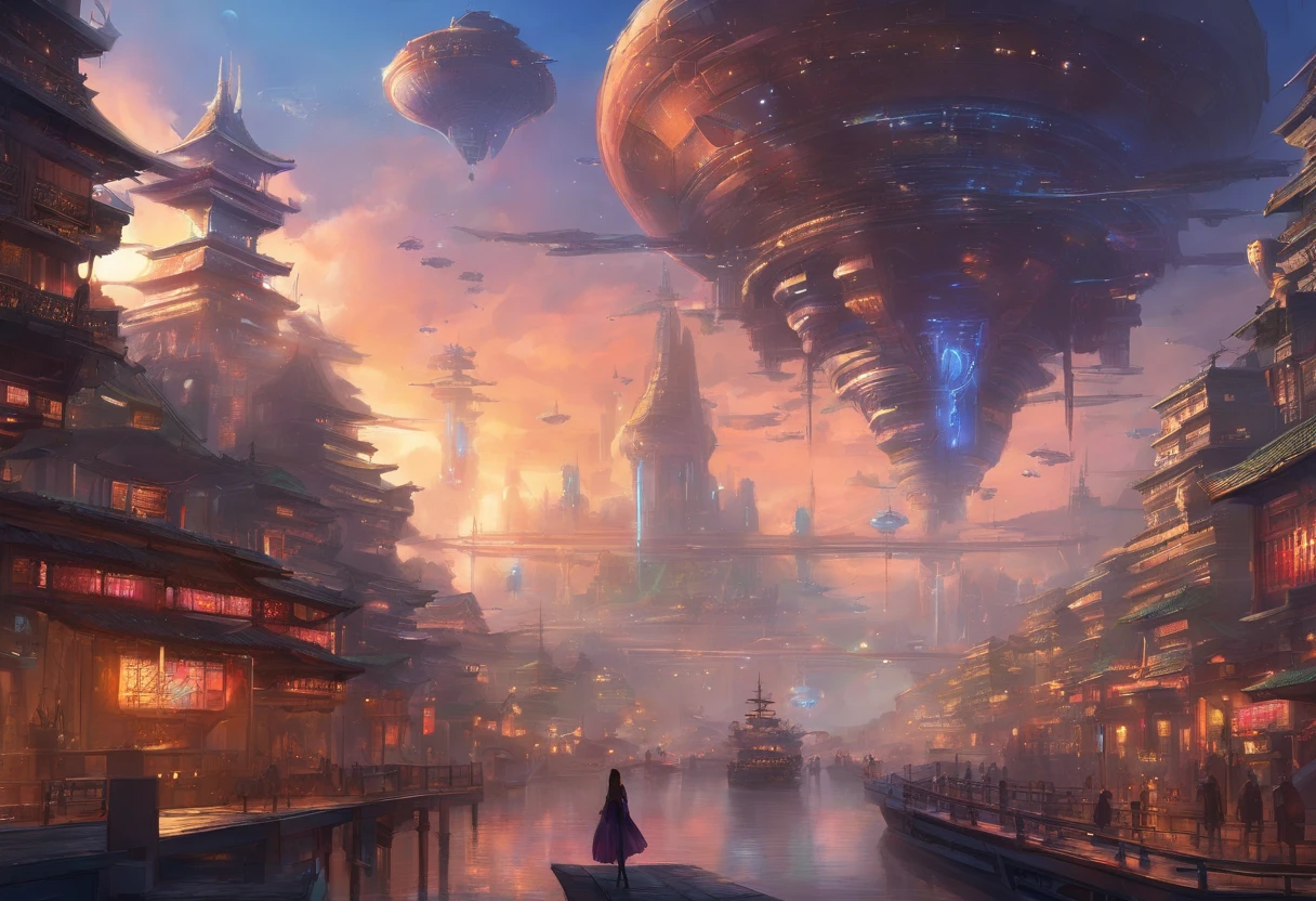 Japanese big breast Looking up CCS-class battle cruisers flew overhead Vast and epic cyberpunk Tokyo 8K The is very detailed top-quality mini skirt show panties.
