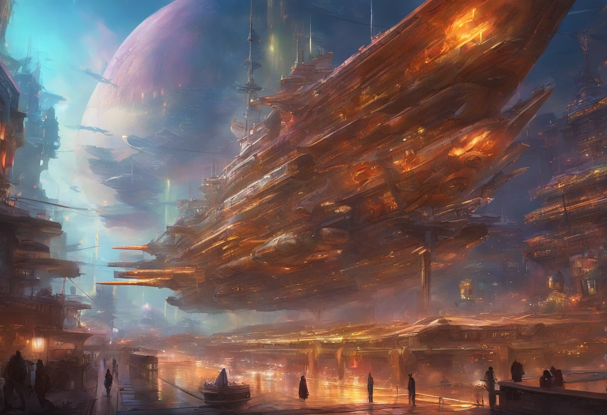Japanese big breast　Looking up　CCS-class battle cruisers flew overhead　Vast and epic cyberpunk Tokyo　8K　The is very detailed　top-quality  mini skirt   show panties.