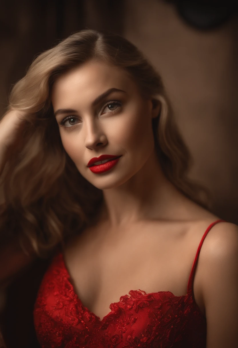 Mulher sexy, rosto delicado, cabelos detalhados, colarinho, calcinha de couro, sexy bra, (scenecy: quarto vermelho)