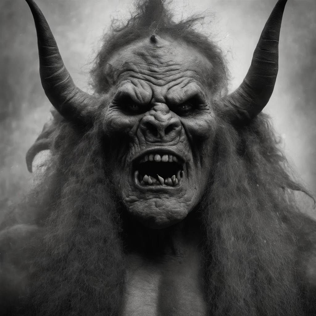 horrendous face of a demon creature in the art style of Stephen Gammell