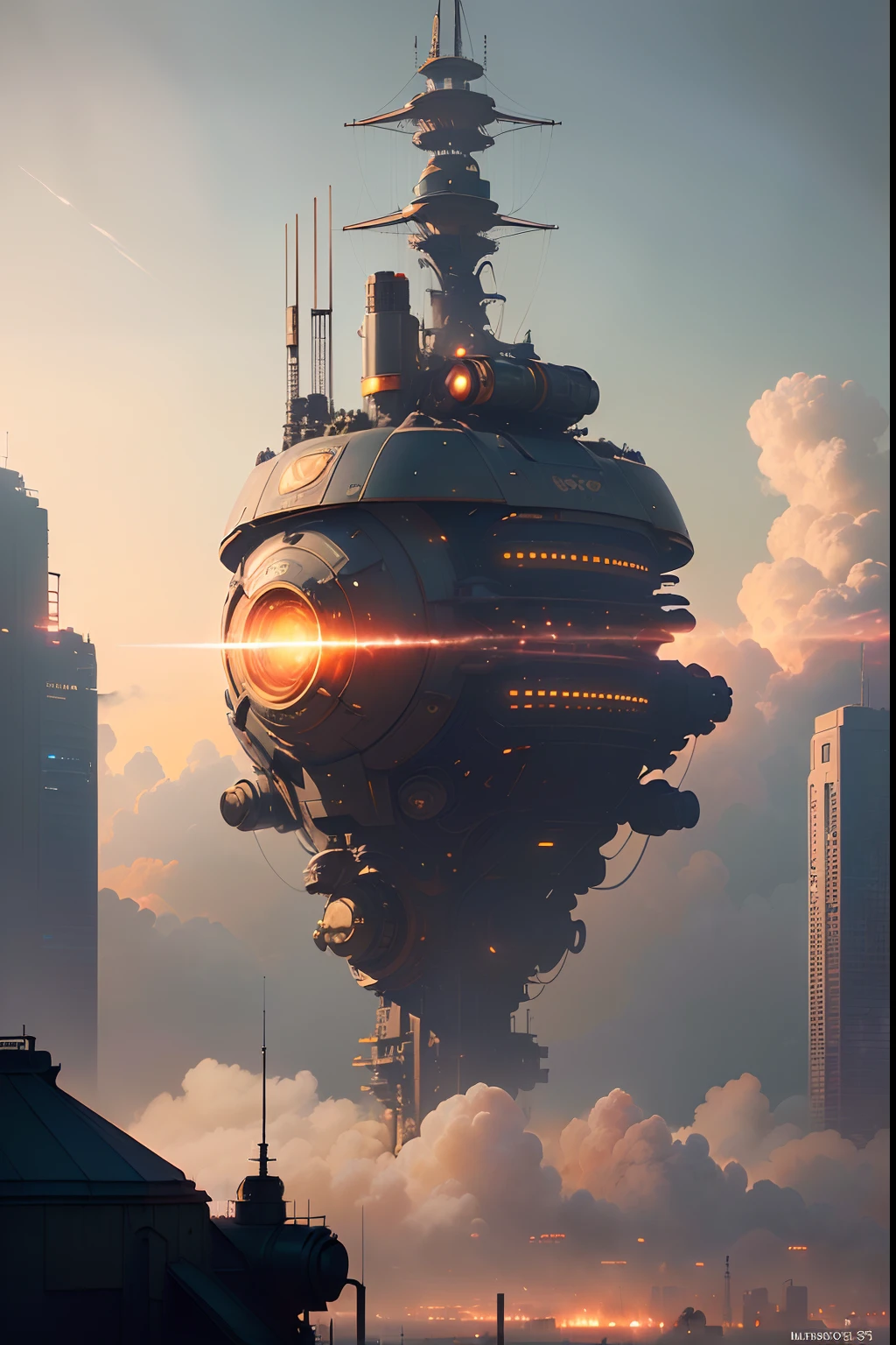(((best quality))),(((ultra detailed))),(((masterpiece))), illustration, steam punk poor neighbourhood,  and steam robots and ships carrying smoke filling the sky. Full shot photo of the most beautiful artwork in the world featuring steam park with airship, steam vehicles, smoke-filled sky, intricate details, high resolution, trending on social media, Instagram-worthy, futuristic, industrial, mechanical, vintage, retro-futuristic, cyberpunk, trending on ArtStation, trending on CGSociety, sci-fi, adventure, mystery, excitement, trending on DeviantArt.