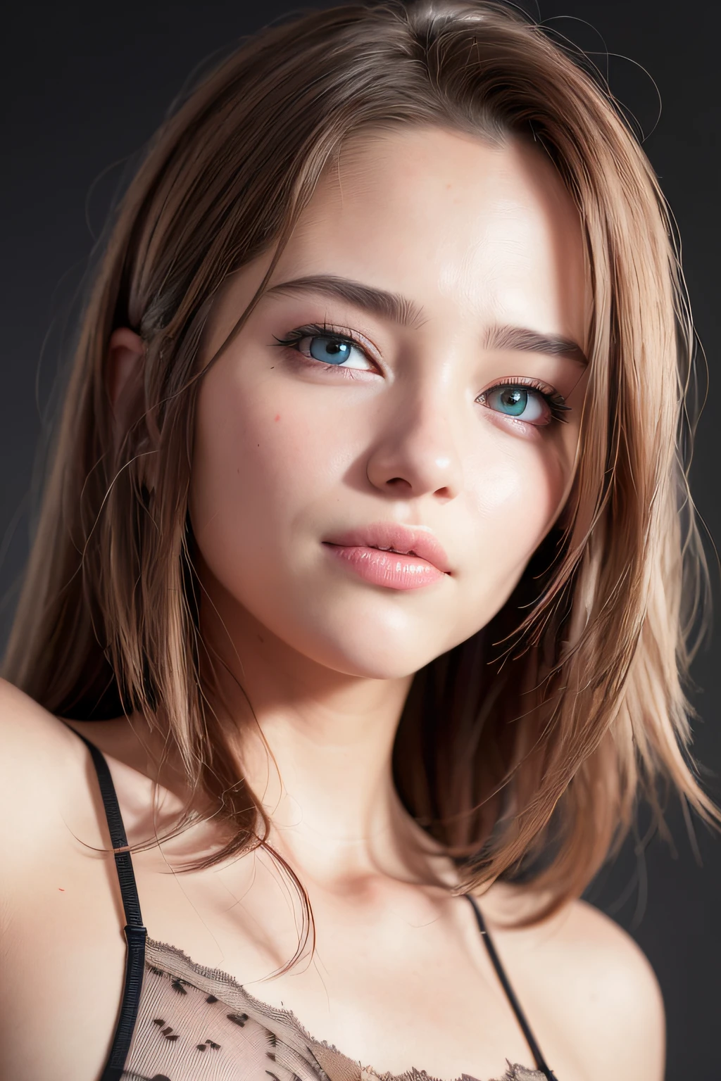 eine Gesicht-Nahaufnahme einer Frau mit langen blonden Haaren und blauen Augen, beautiful blonde girl, beautiful model girl, beautiful blonde woman, biometrische Foto von Gesicht, Augen schauen direkt in die Kamera
