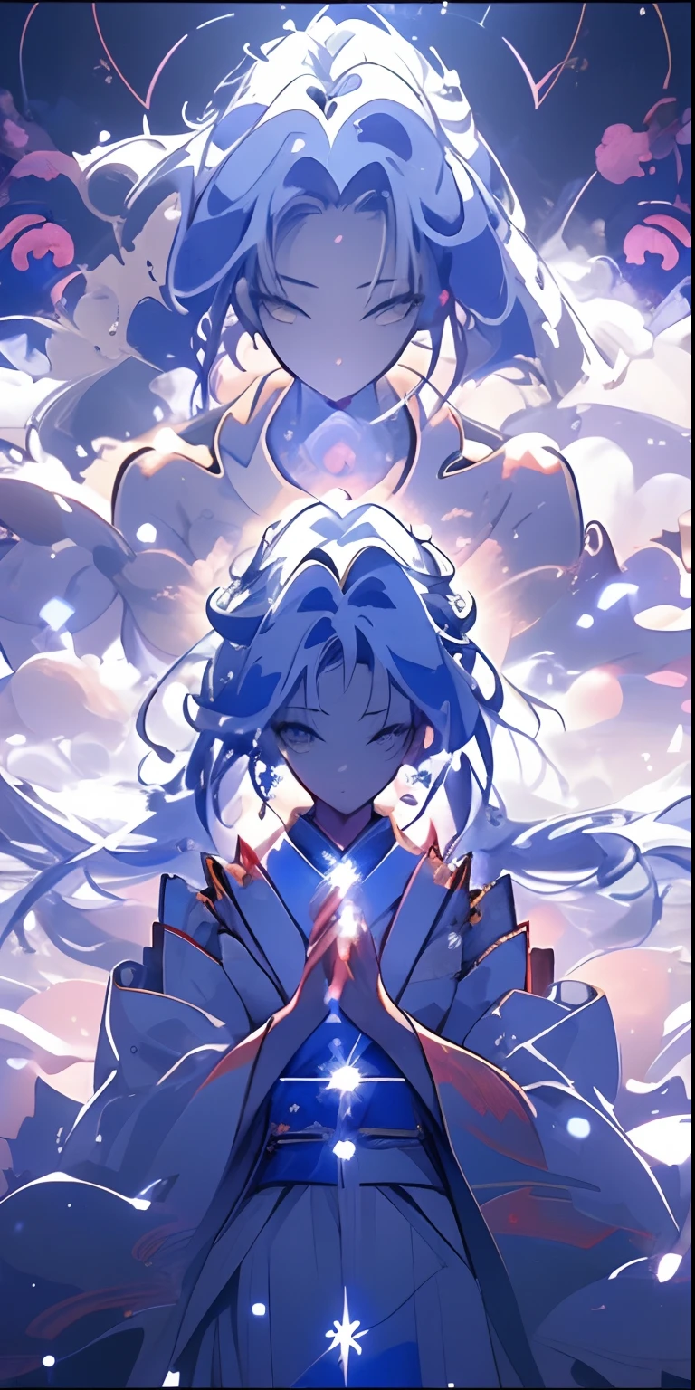 (top-quality, masterpiece), 1girl in, intergalactic, kirakira, Particle, the wind, florals, God of Japan, Eight Million Gods々々々々, Amaterasu、divination、krystal