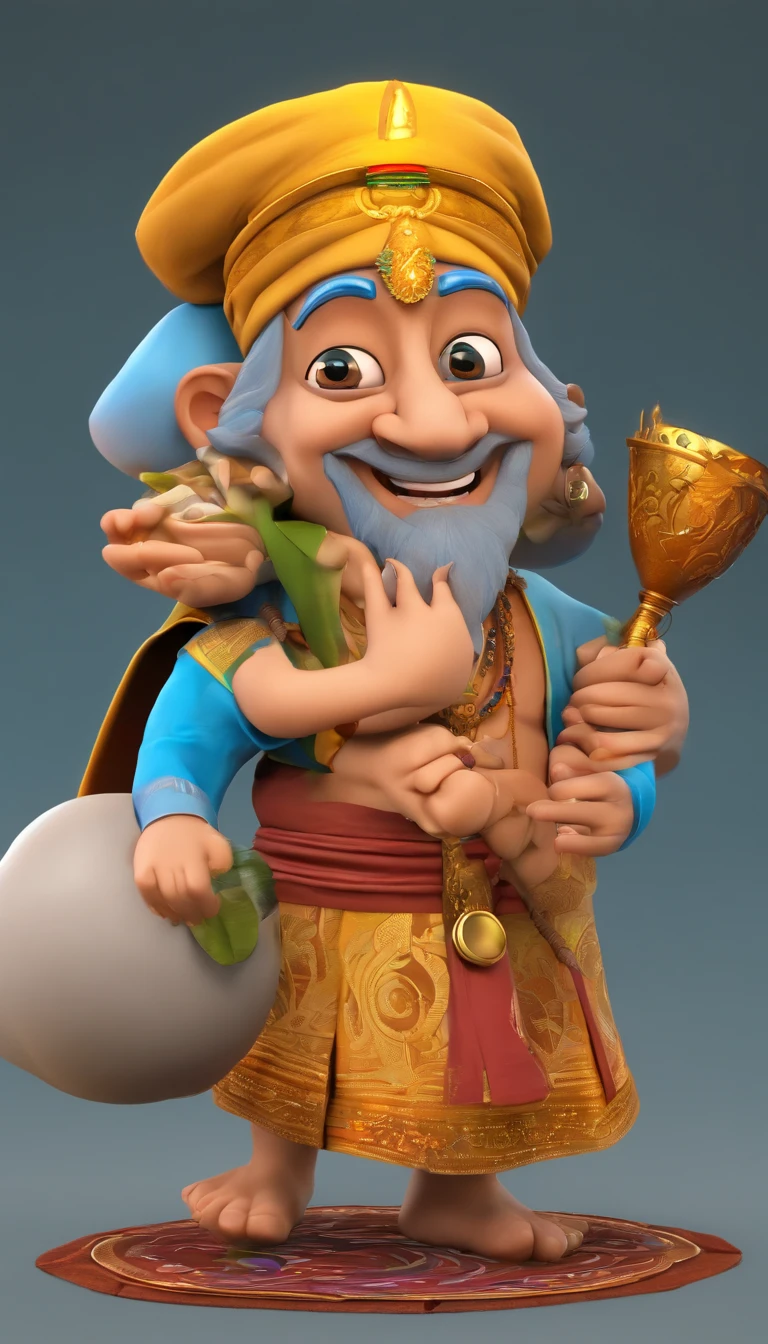 Render Tenali Rama as a charismatic and endearing character with a friendly smile and expressive eyes.