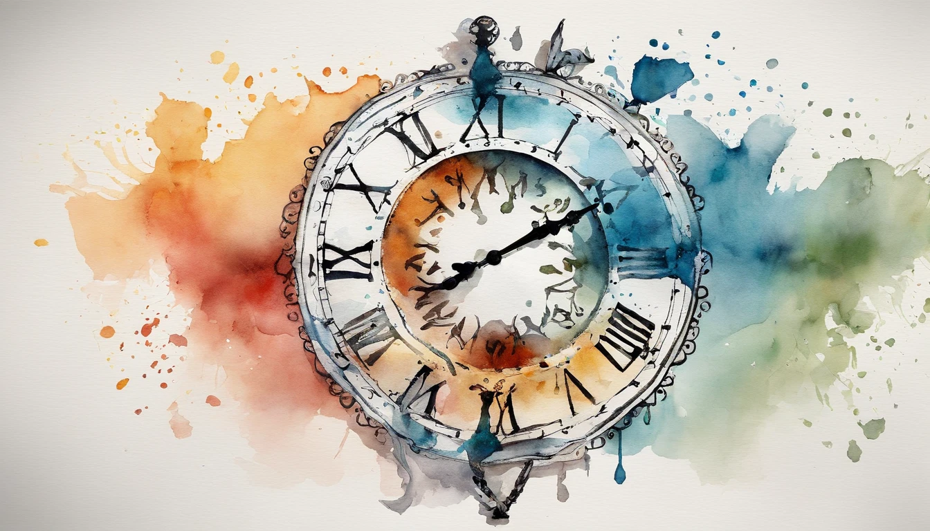 Clock in the shape of an anchor、Silver、Watercolor Touch