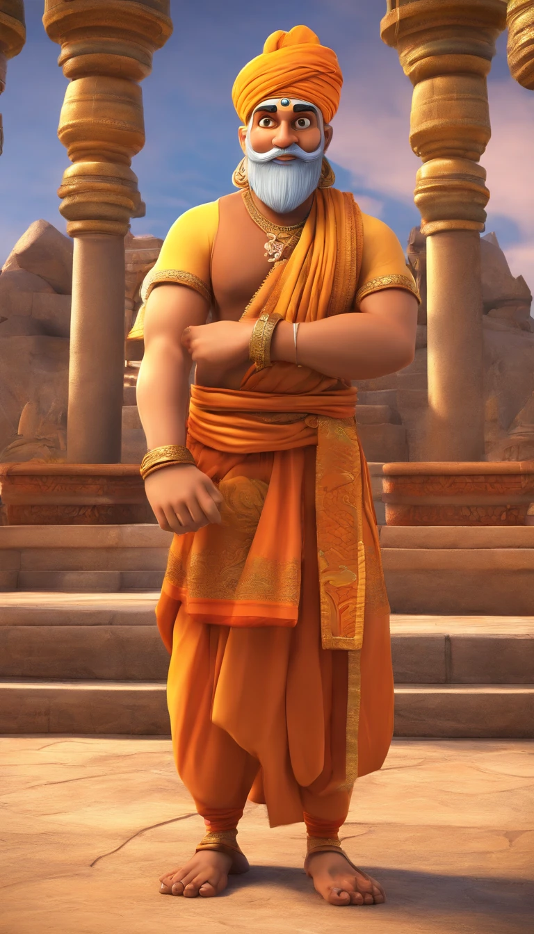 Render Tenali Rama as a charismatic and endearing character with a friendly smile and expressive eyes.