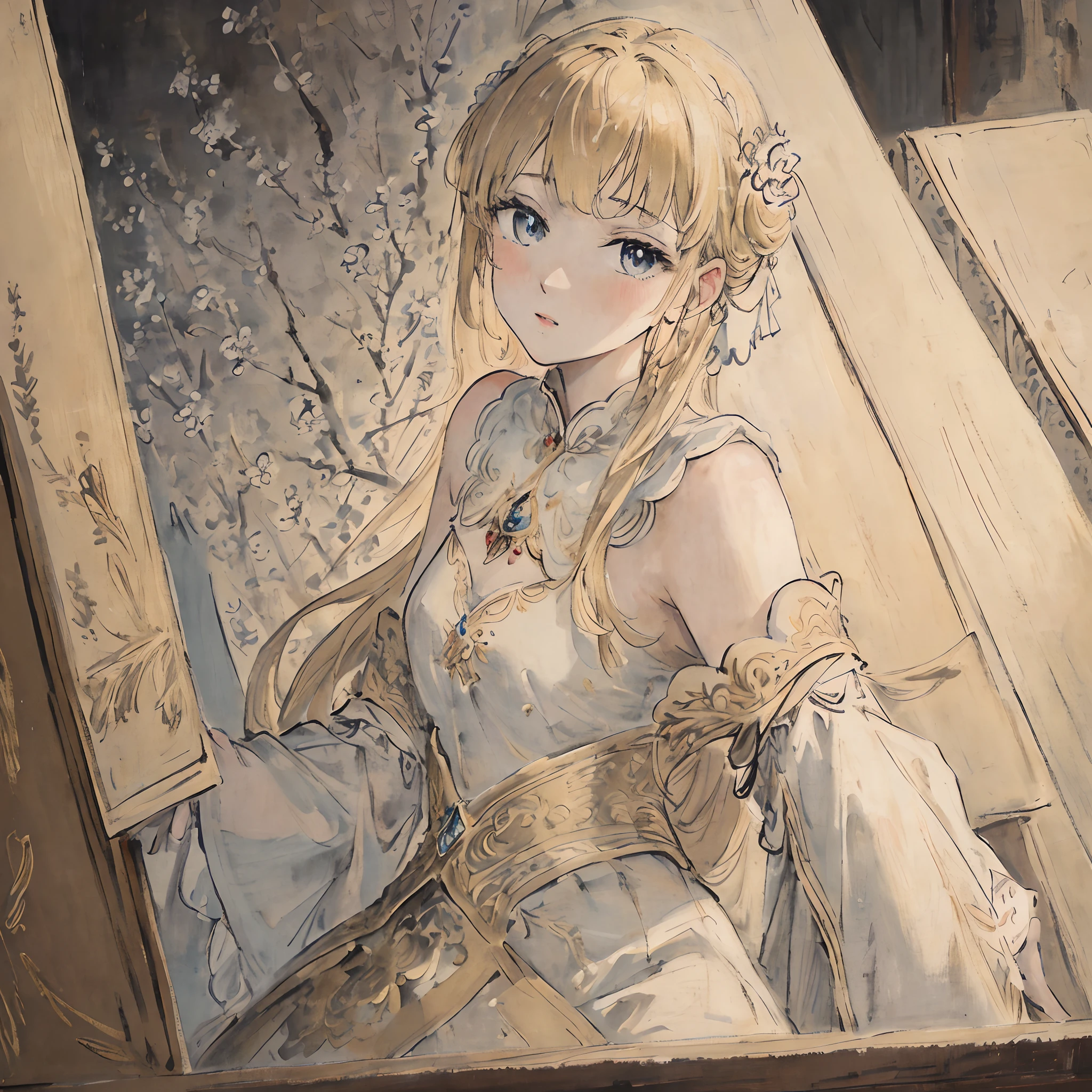 Masterpiece, top quality, very delicate and beautiful girl, very delicate and beautiful, world masterpiece theater, super definition, top quality, blonde, high res, very elaborate, girl, top quality, illustration, look at the viewer people, impasto, canvas, oil painting, realism, realistic