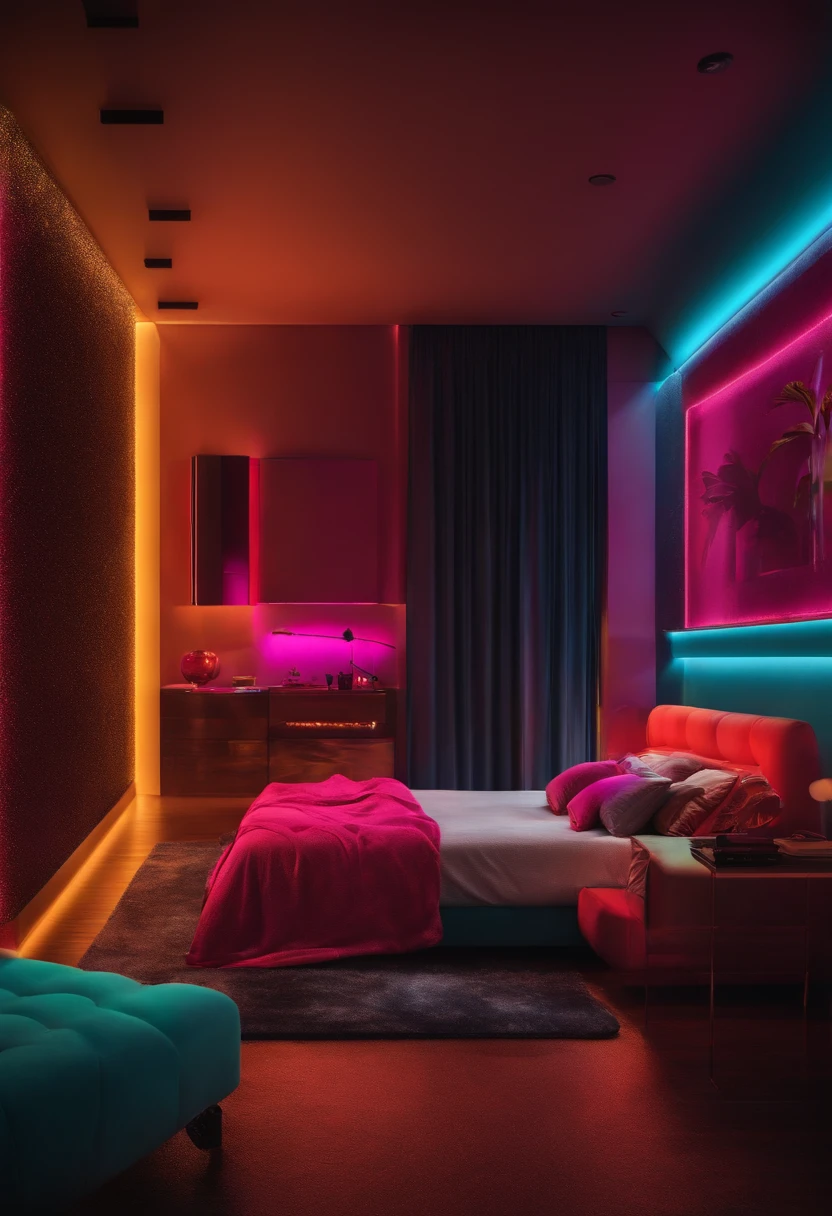 Home space, neon bedroom