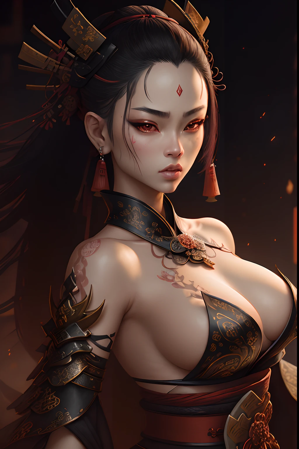 Beautiful Alluring Female Samurai Rihanna, Porcelain Skin, Japanesee Theme, Fantasy Theme, Bare Skin, Beautiful D&D Character Portrait, Beautiful Fantasy, Detailed, Digital Art, Extreme Detail, Polished, Beautiful, Hyperdetailed, Intricate, Elaborate, Meticulous, Anime Character, Detailed, Anime Face, Sharp Focus, Unreal Engine, 3d Rendered, Volumetric Lighting, Reflections, Glossy, Digital Illustration, Sensual Pose, Suggestive Pose, Full Body Shot, Lewd 💖❤💕💋❣