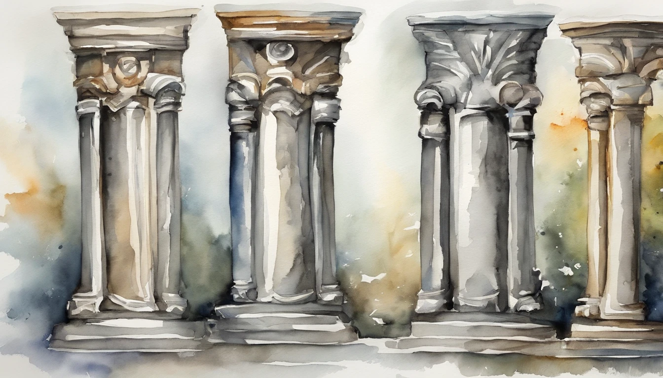 Pillars in the form of anchors、Silver、Watercolor Touch、