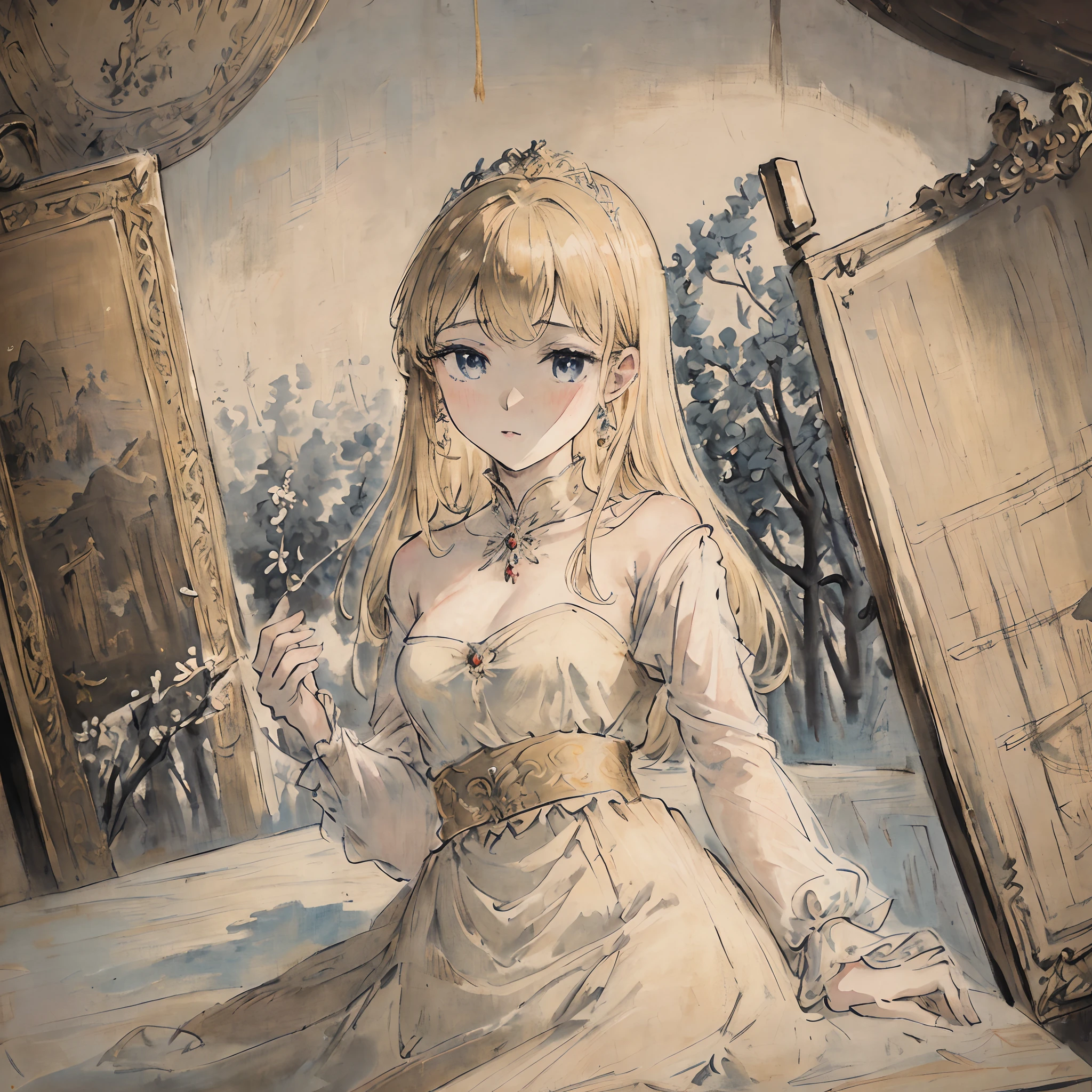 Masterpiece, top quality, very delicate and beautiful girl, very delicate and beautiful, world masterpiece theater, super definition, top quality, blonde, high res, very elaborate, girl, top quality, illustration, look at the viewer people, impasto, canvas, oil painting, realism, realistic