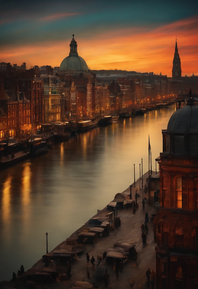 1900's cityscape in turner style