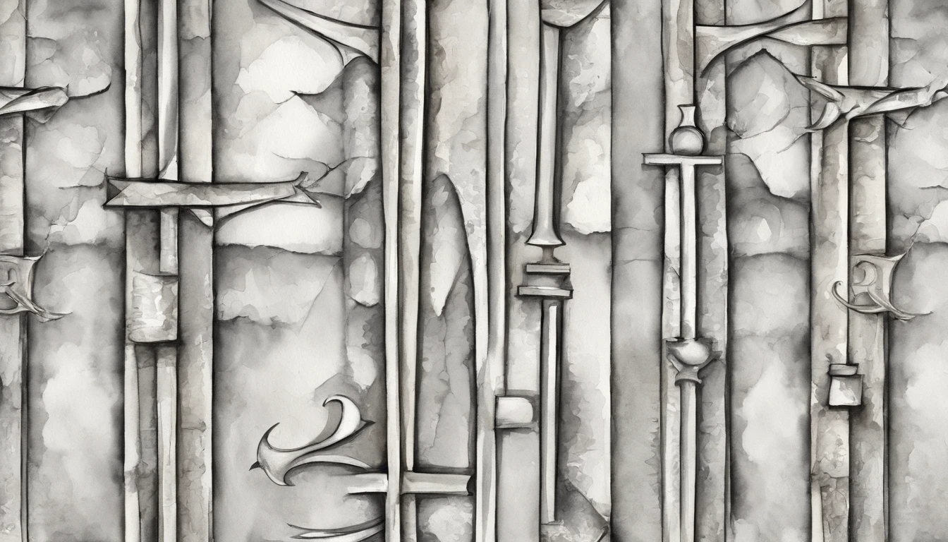 Pillars in the form of anchors、Silver、Watercolor Touch、
