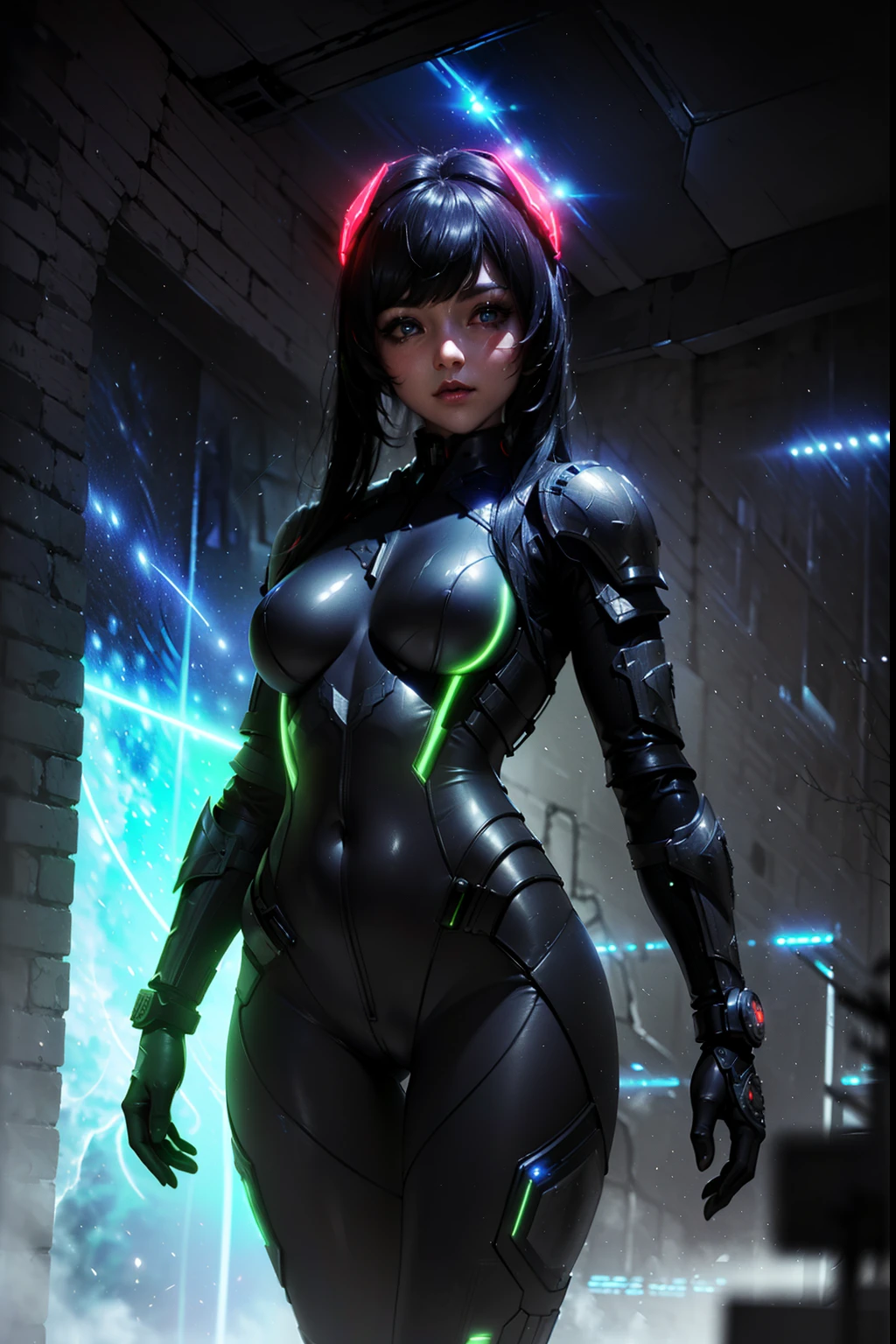 ninja (masterpiece), best quality, expressive eyes, (((in hyper realistic and detailed neon-lit sci-fi plugsuit white armor, aethereal aesthetic style))) beauty korean idoll, intricate perfect beauty cute face, detailed sharp eyes, hyper realistic and detailed hair, (((from face to the waist))), (((beauty slim shape))), 4k, UHD