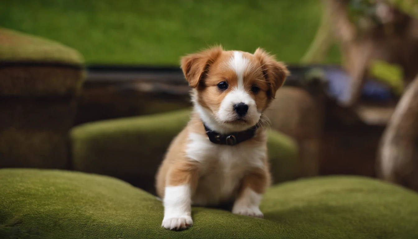 Rock puppy,Rock music,plays the guitar,DJ,o cachorrinho,hippy,full bodyesbian,pointy footwear,ball room,crowd of,Focus on the puppy,OC renderer
