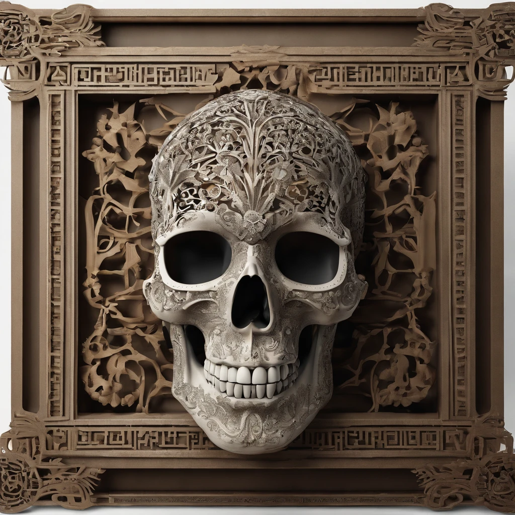 a lot of human skulls arranged in a pyramidal way, realistic, better quality, high quality, absurd, intricate detail