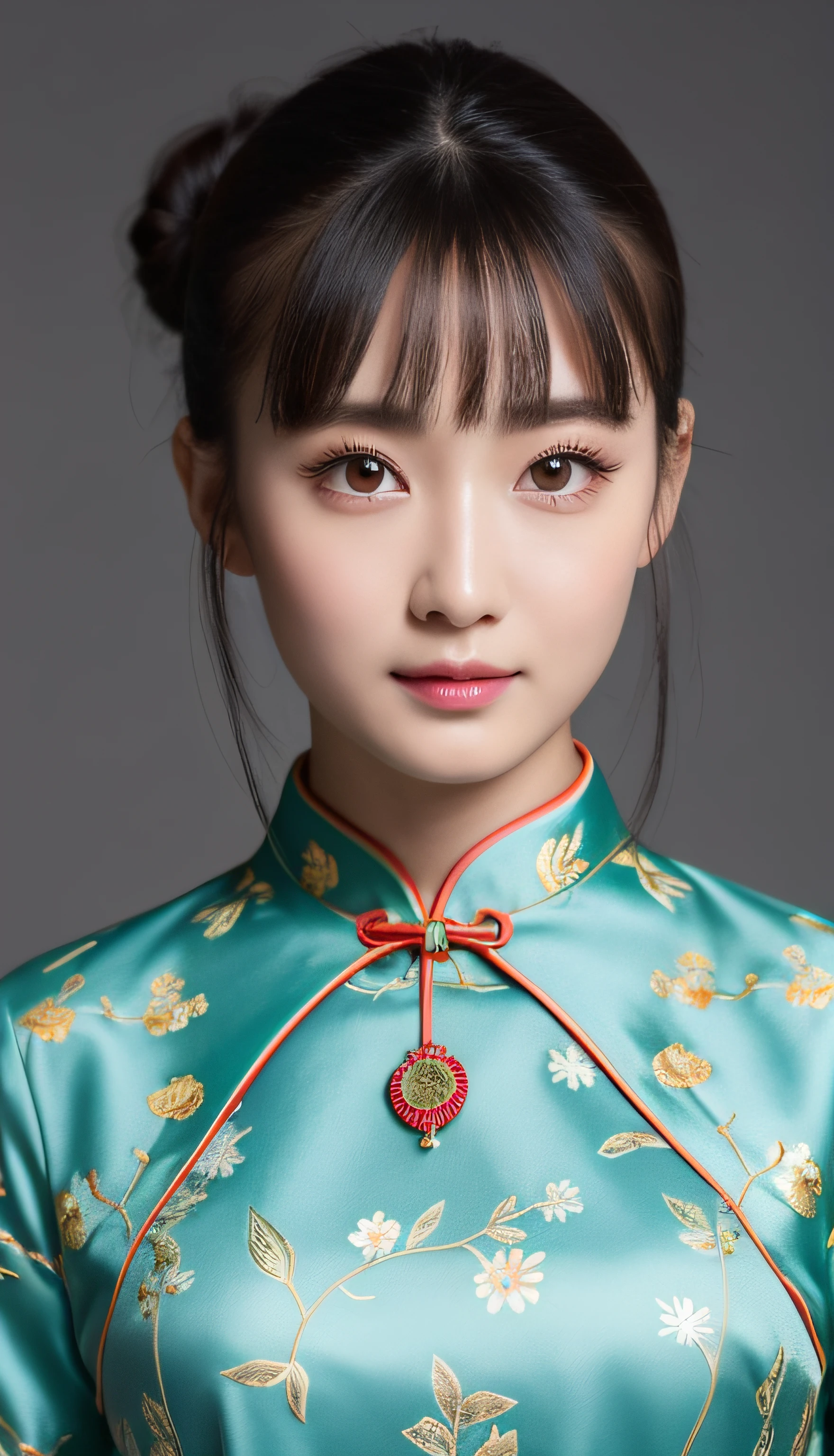 (RAW Photos:1.2), (Realistic:1.4), Beautiful detailed girl, Very detailed eyes and face, Beautiful details, Ridiculous, incredibly Ridiculous, Large file size, Very detailed, High resolution, Very detailed, highest quality, masterpiece, kemomimi, ((Japanese Girls)),、 shape, Very detailed, CG, Unified, 8k wallpaper, wonderful, Fine details, masterpiece, highest quality, Very detailed CG uniform 8k wallpaper, Light on the face, Cinema Lighting,( One Girl),Feeling Face、(Big Ass)、(Full Body Shot)、((qipao))、(Ample breasts:1.3)、24-years-old、very,short hair、Shiny black hair、Looking into the camera、(Big Smile 1:4)